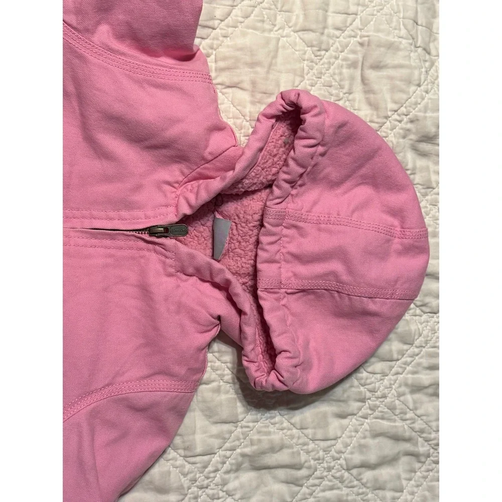 Carhartt Hooded Jacket Kids Pink Sherpa Lined Canvas Coat Toddler 2T